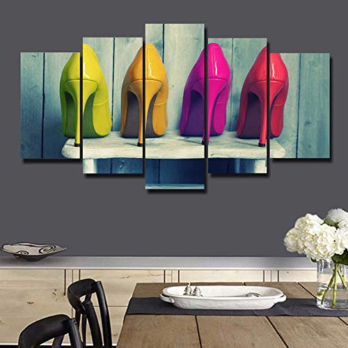 Image sur verre talons hauts tableau polyptyque coloré salon - 4