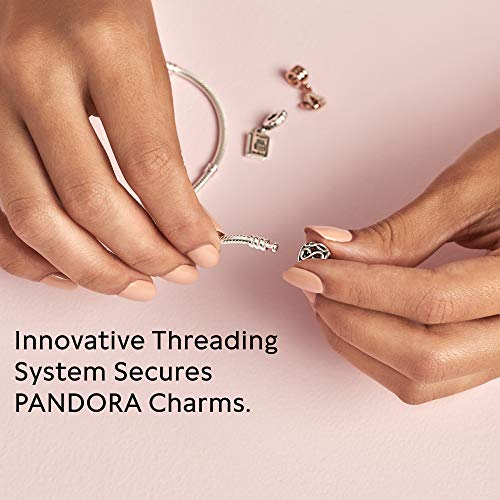 Pandora Jewelry Moments Sparkling Heart Clasp Snake Chain Charm Cubic Zirconia Bracelet In Rose, 6.7" #TOP5