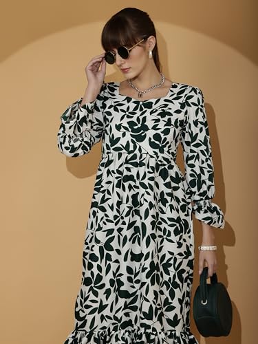 Image of Sheetal Associates Women's Casual Flared Sleeve Crepe Floral Fit and Flare Dress