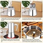 Vaolvpant Thickened 304 Stainless Steel Moka Pot 12 Cup Stovetop Espresso Maker Italian Coffee Machine 600ml 20.3oz Suitable for Gas Induction Stovetops Elegant CoffeeMaker Percolator MochaPot - Image 5