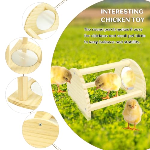 Image of Chicken Perch with Mirror, Strong Pine Wooden Chick Perch Toys for Coop and Brooder for Birds, Baby Chicks, Hens