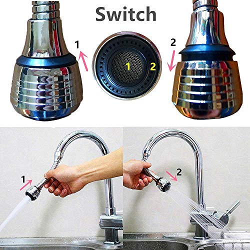 Image of 360 Instant Hands Free Faucet Swivel Spray Sink Hose hose spray Nozzle Cock Flexible Sprayer Water Extender Aerator Foam Flow FaucetNozzle Stainless Steel Jet Saver Tap Filter Basin Mixer