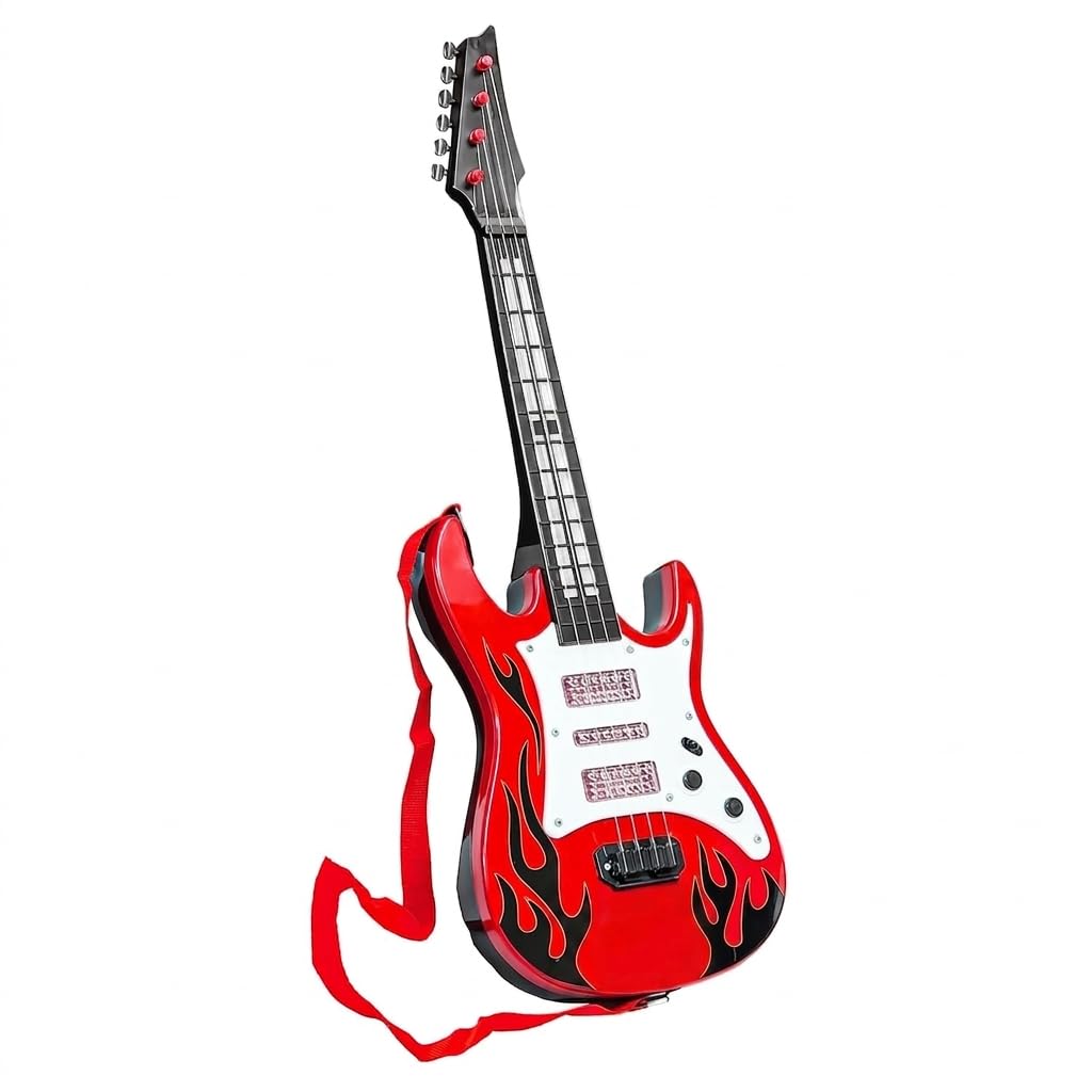 Smart Fun 4 String Rockband Guitar Toy for Kids with Cool Lights and Dynamic Music - Color As Per Stock (21 Inch Electric Guitar)-image-14