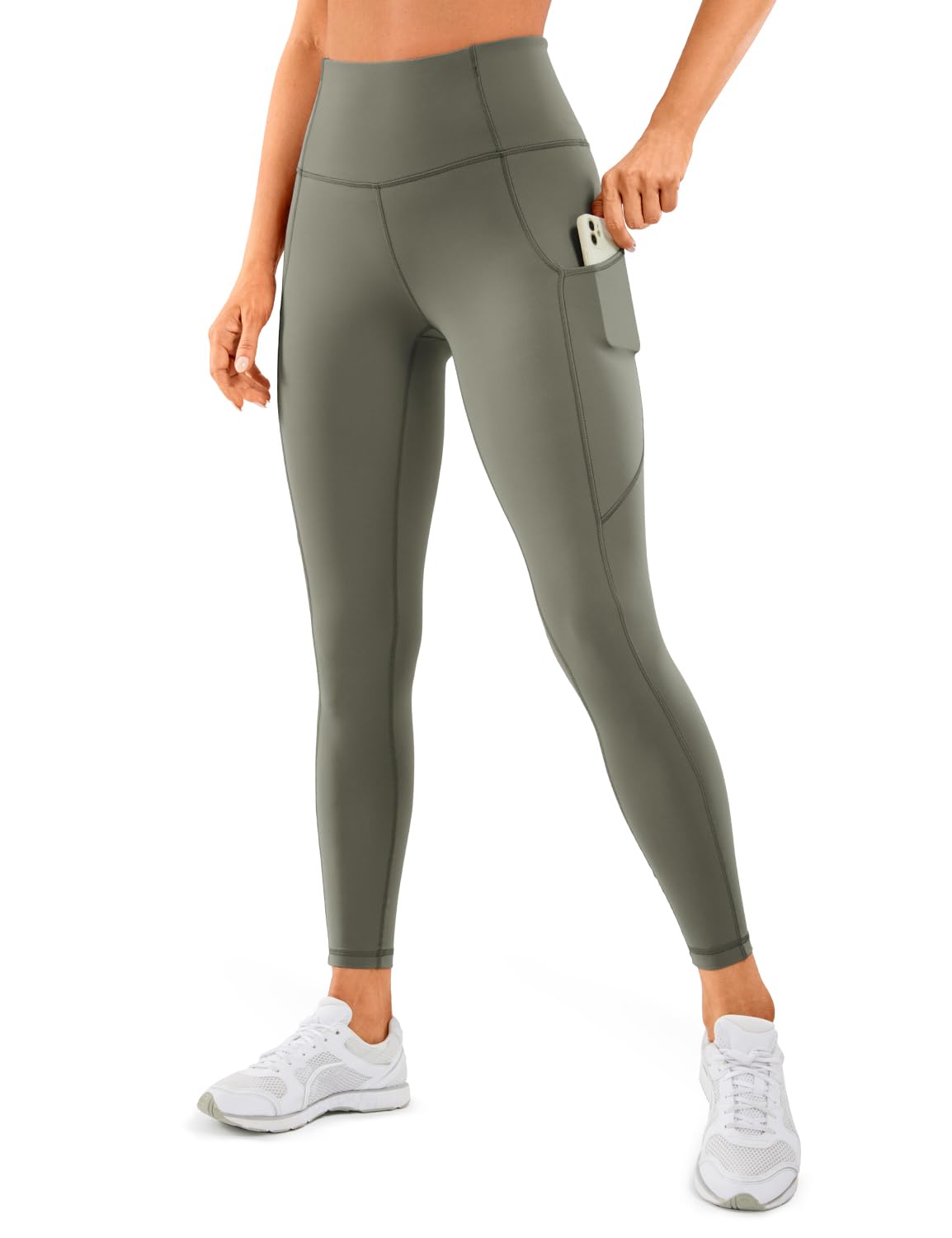 CRZ YOGA Women's Naked Feeling Gym Leggings Squat Proof High Waist Yoga Pants Sports Tights with Pockets - 25 Inches — view 12