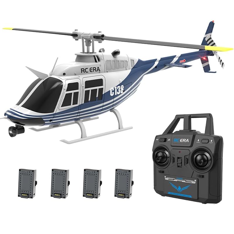1/30 Scale C138 RC Helicopter with Camera, 2.4G 6CH Remote Control Aircraft with Altitude Hold and Optical Flow Positioning, One-Key Takeoff/Landing, for Adults Gift