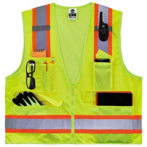 Image of Ergodyne GloWear 8248Z ANSI Two-Tone Surveyors Reflective Safety Vest, Lime, Large /X-Large