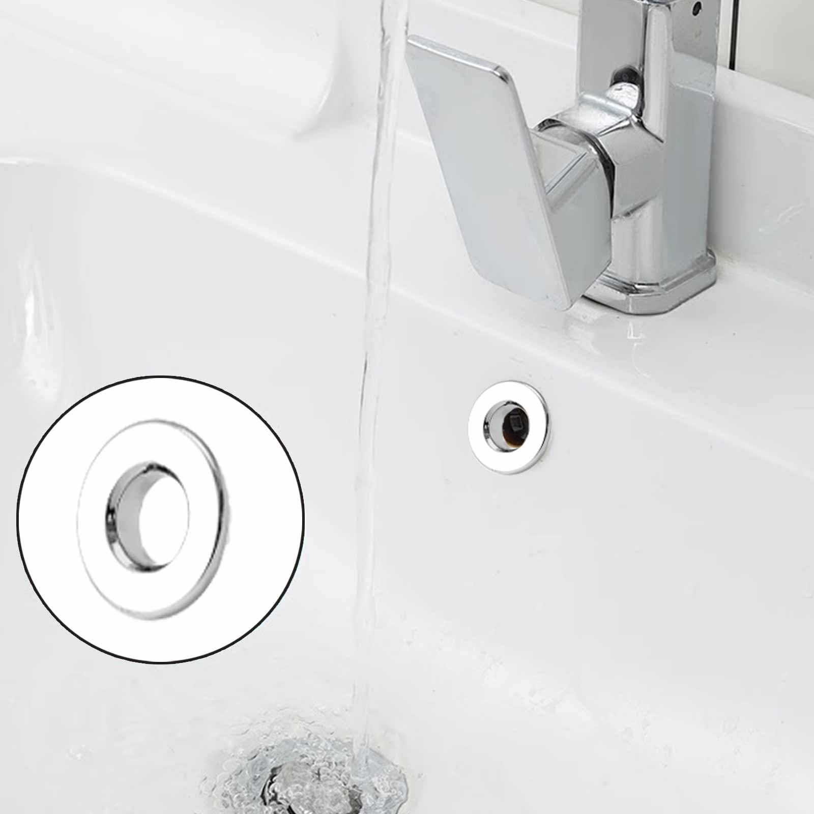 2X Silver Chrome Plated Copper Metal Bathroom Sink Overflow Ring Replacement - Image 4