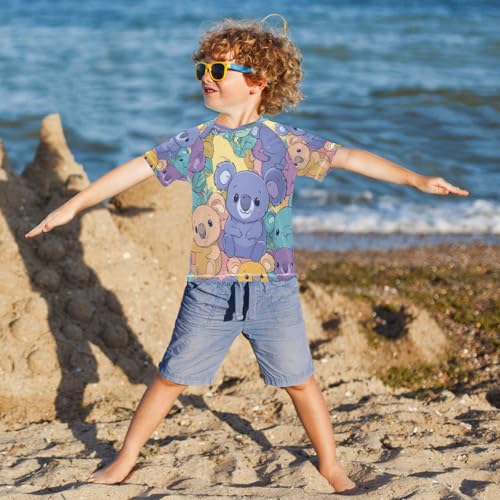 Kids Swimsuit Koala Plush Toy Cute Sunscreen T-Shirts Swimwear Sets UPF 50+4