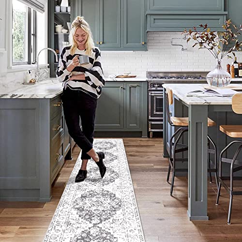 Pauwer Hallway Runner Rug 2X10, Long Washable Kitchen Rugs Runner, Farmhouse Vintage Medallion Area Rug Carpet Runner, Soft Throw Rugs For Bedroom, Non Slip Floor Runner For Entryway Laundry #TOP6