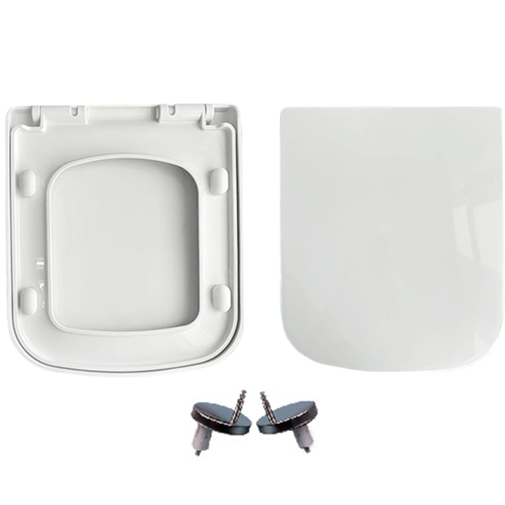 Abattant de toilette carré blanc avec système de fermeture lente et double clé