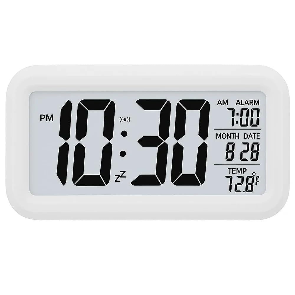Digital Alarm Clock Table Clock for Students, Home, Office with Automatic Sensor, Date &Amp; Temperature-image-34