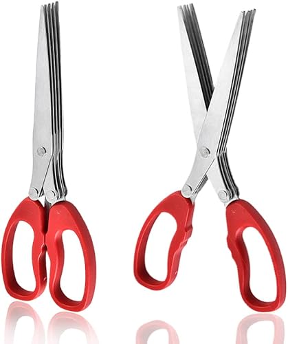 Miniatura 7 de Shredder Tijeras multipropósito multihoja tijeras de corte con acero inoxidable 5 cuchillas (rojo)