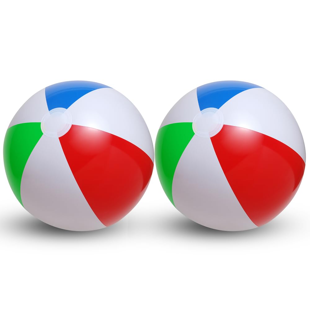 Inflatable Beach Balls 2 Pack – Holiday Beach & Pool Toys, Summer Water Games for Kids & Adults, Pool Party Outdoor Fun, Birthday Party Supplies – Classic Panel Design (60cm -2pk)