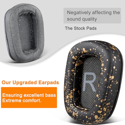 Image of SOULWIT Earpads Cushions for Logitech G35 G930 G933 G933S G935 G633 G633S G635 G533 G430 G431 G432 G433 Gaming Headset, Ear Pads Replacement for G332 G230 G231 G233 Headphones - Black Gold