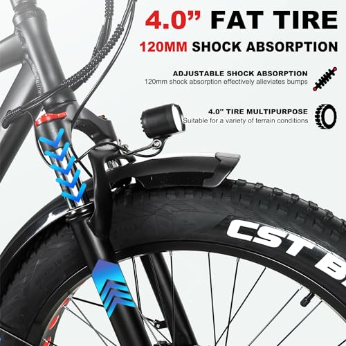 Fatbike HFRYPShop E-Bike Mountainbike 26 Zoll mit Fat Tire SUV
