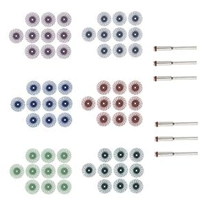 YINETTECH 1 Inch 60Pcs Disc Borstels Schurende Borstel Rotary Tool Varkenshaar Disc Wiel Kit Compatibel met Rotary Tool Sieraden Polijsten