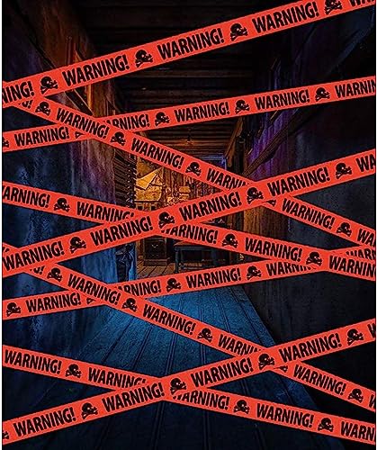 Yomiie Halloween Warning Caution Tapes, Orange Skull Fright Barrier Tape