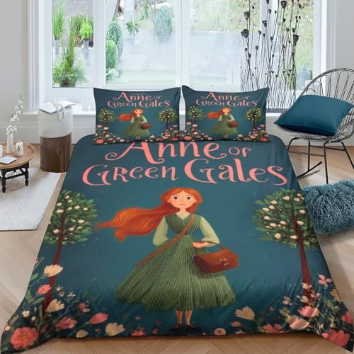 Housse de couette Anne aux pignons verts 140x200抗皱易打理微纤维单人床品三件套 - 4