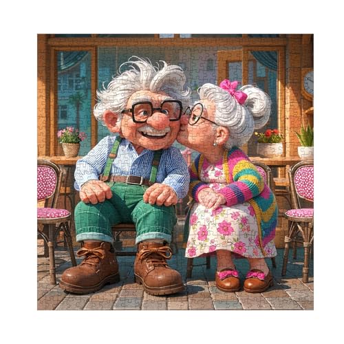 Rompecabezas para adultos de San Valentín, 1000 piezas, rompecabezas de abuelos, rompecabezas de amor en cafetería miniatura 2