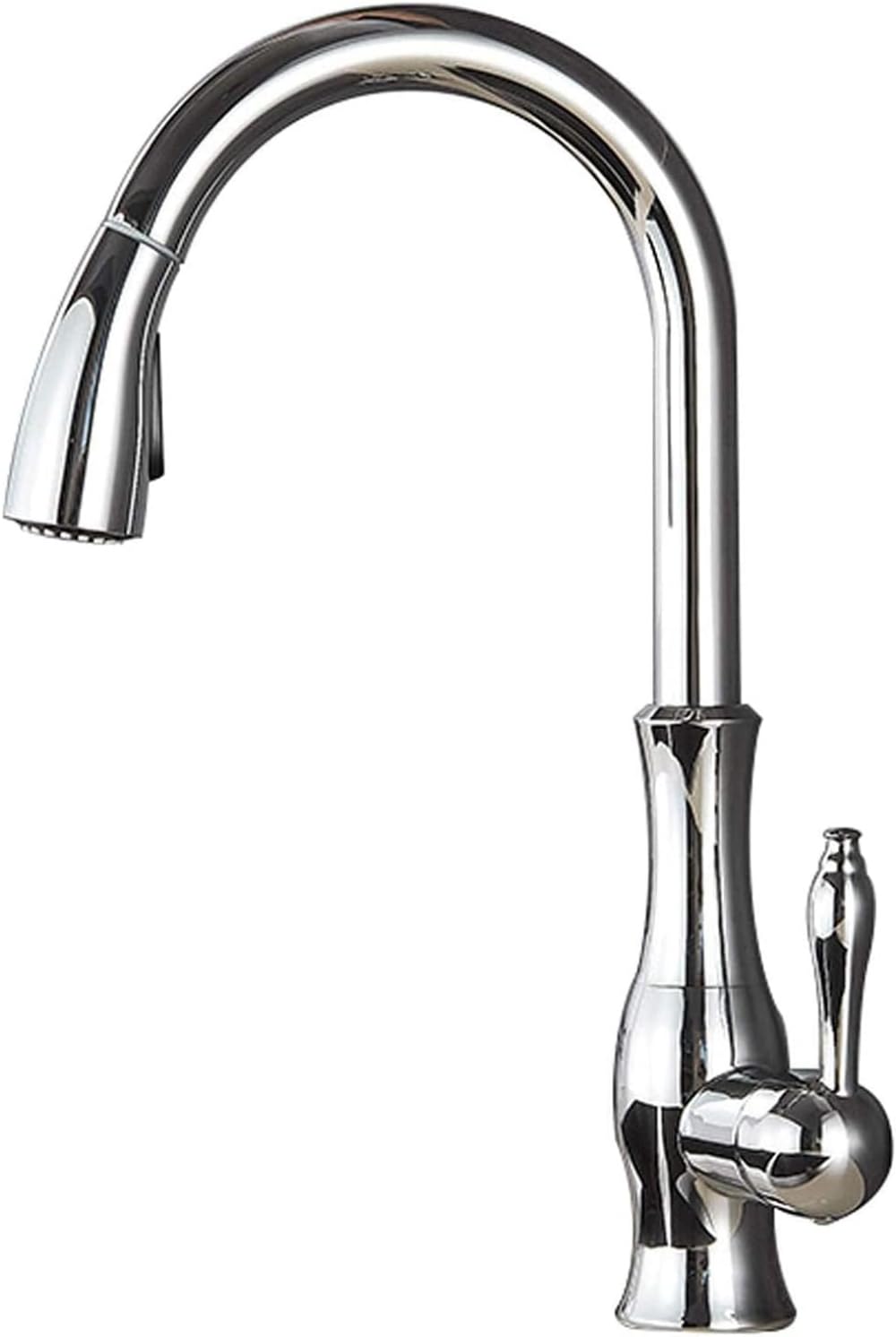 ZYCHSJXA Gold Kitchen Sink Faucet with Pull Down Sprayer Single Handle 360° Swivel Spout Hot & Cold Water Mixer Tap for Modern Kitchens