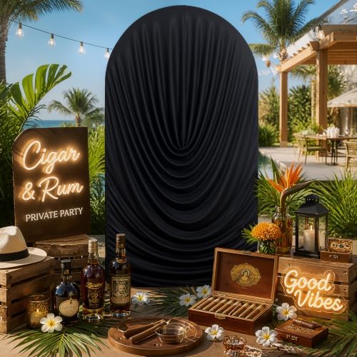 7.2FT Black Arch Cover - Stretchy Fitted Arch Backdrop Cover for Round Top Chiara Backdrop Stand for Wedding Baby Shower Birthday Party Bridal Shower Decorations — view 3