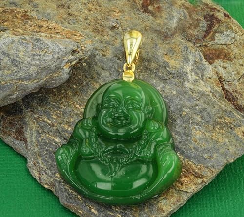 Real Laughing Buddha Green Jade Pendant Necklace Rope Chain Genuine Certified Grade A Jadeite Jade Hand Crafted, Stainless Steel Smiling Chubby Buddha Necklace, 14k Gold Buddhist necklace Medallion Rope Necklace4