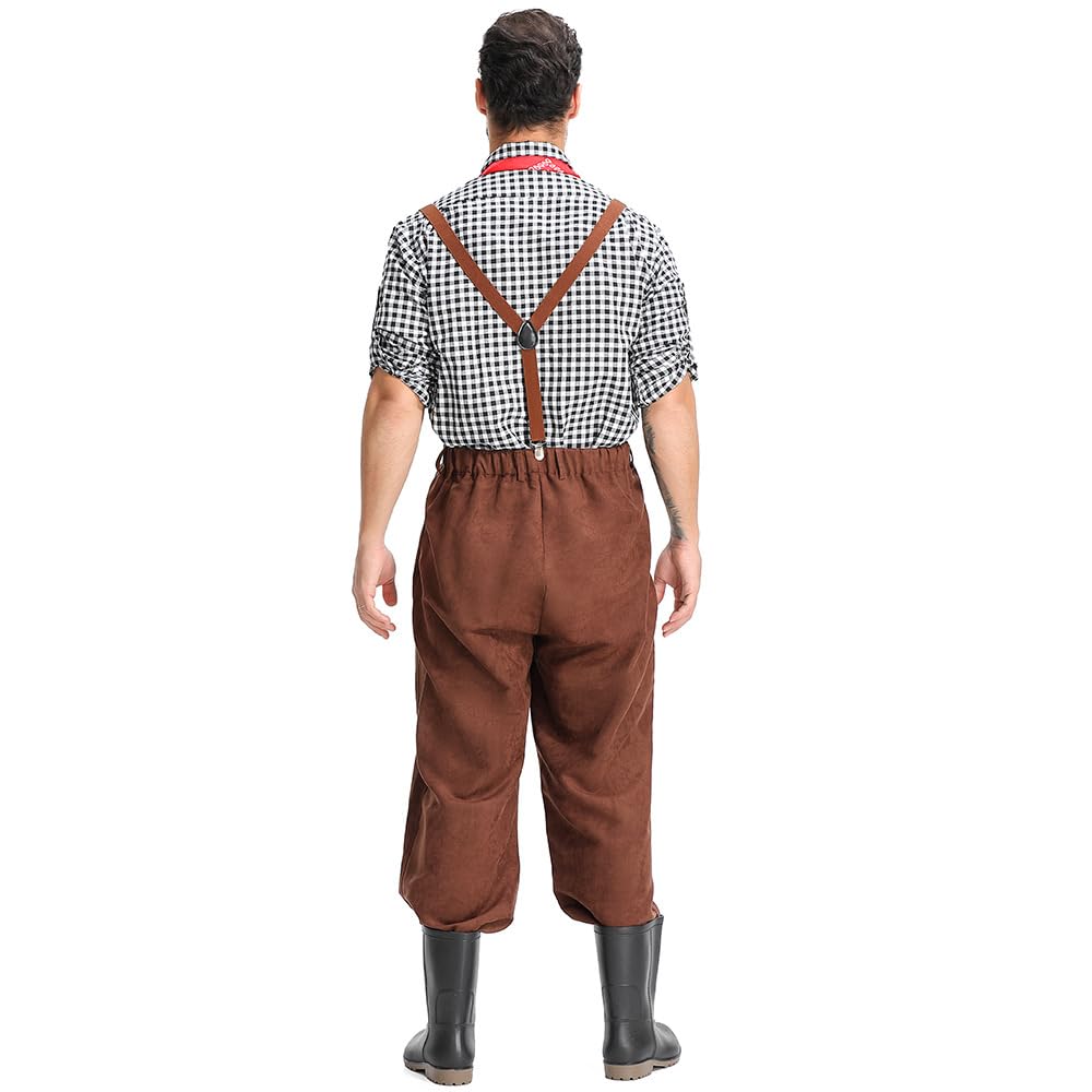 COSDREAMER Pioneer Colonial Pants - Pantaloni medievali, per Halloween, Cosplay, con Bretelle