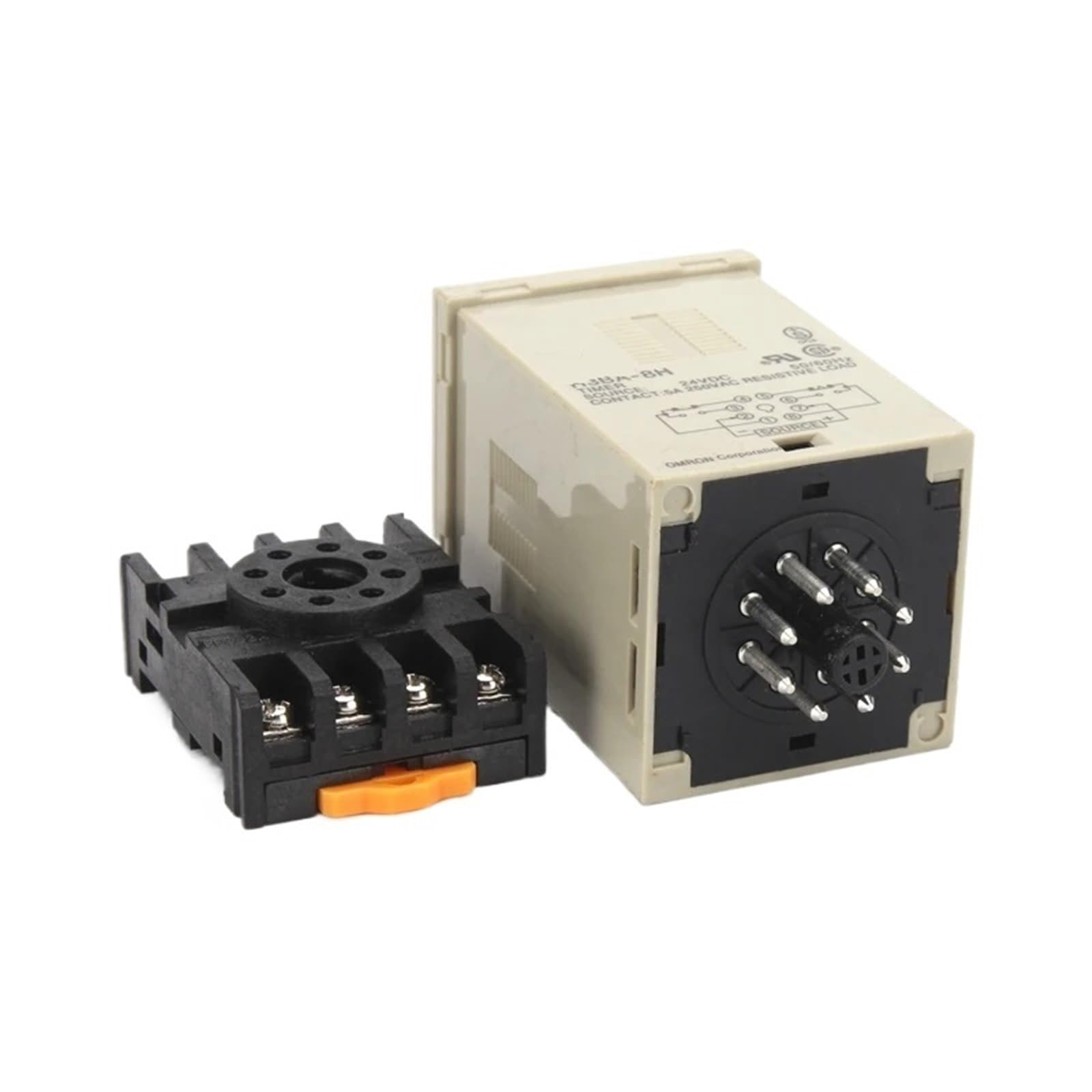 Relé temporizador multifuncional H3BA-8H 8PIN, con base, un juego de acción instantánea, un juego de retardo DC24V AC220V(DV24V)