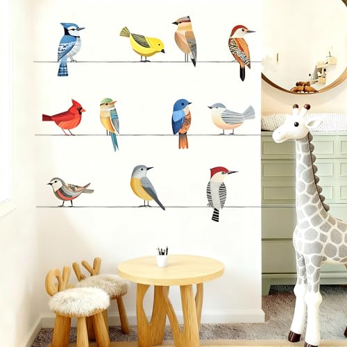 Vinilo decorativo pájaros acuarela 90 x 30 cm miniatura 1