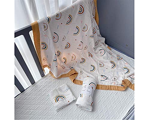 Image of Rainbow Muslin Quilt Baby Blanket - Silky Soft and Breathable Summer Blanket for Toddler - Oversized 47 inch x 47 inch - 2 Layers Muslin Swaddle Blankets for Baby Boy and Girl (B Rainbow)