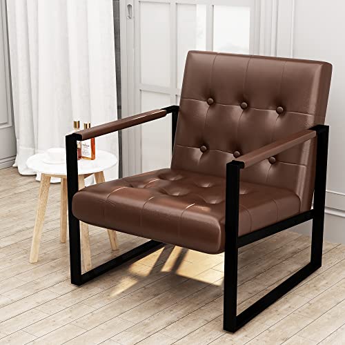 Awqm Leather Accent Chair, With Arm, Brown #TOP3