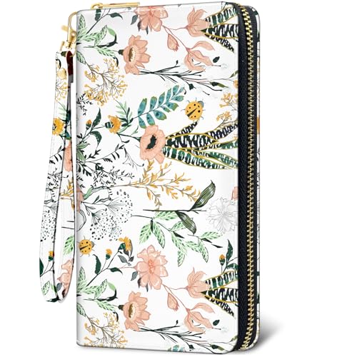 Womens Wallet,Wristlet Wallets for Women with RFID Blocking with Metal Zipper,Coin Pocket,Card Clutch Purse for Travel