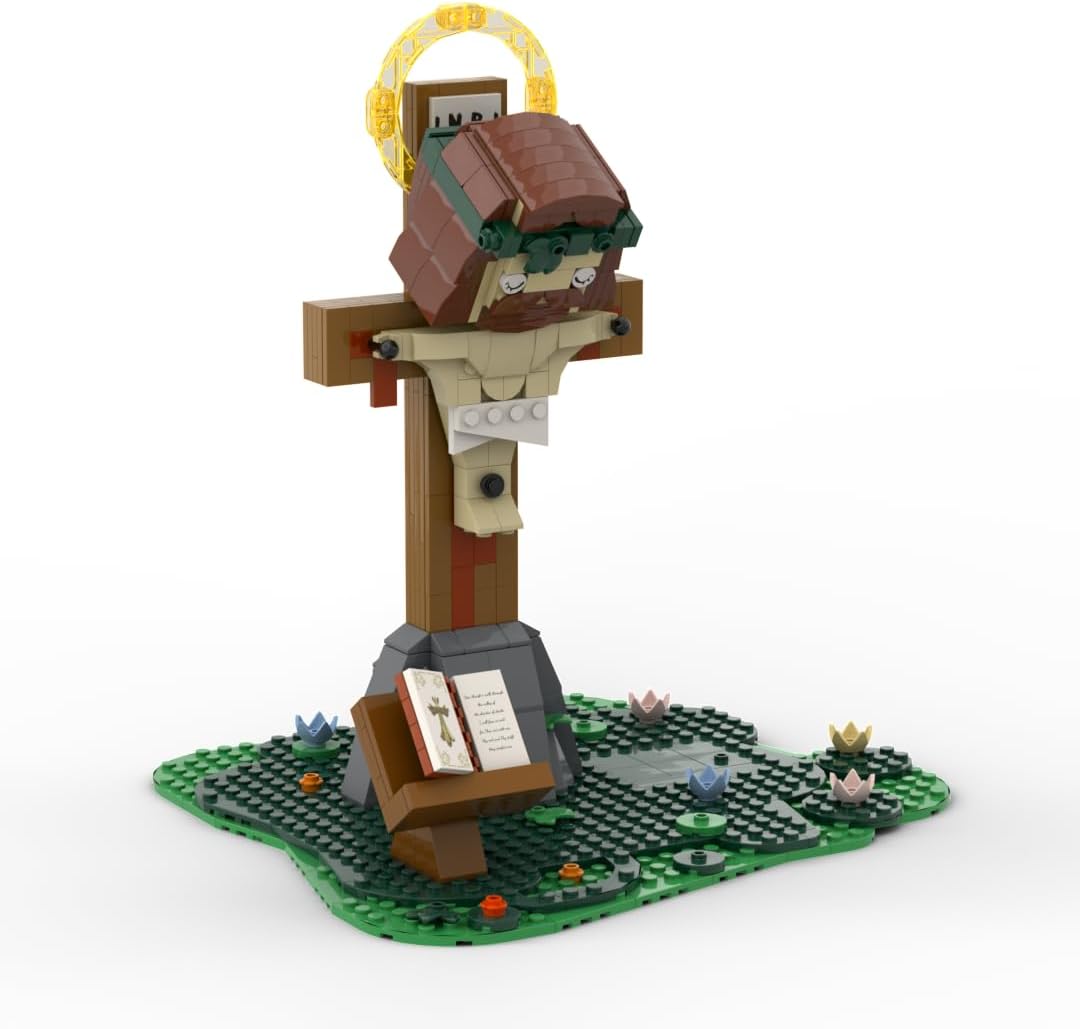 Religious Jesus on The Cross Building Blocks Set - Crucifixion Scene Christian Gift for Adults & Kids, Home Decor, Sunday School