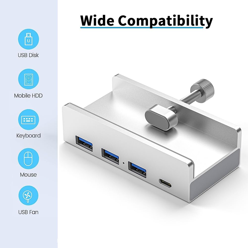 USB 3.0 typ C HUB zewnętrzny rozdzielacz wieloportowy ze stopu aluminium wysoka prędkość rozszerzenie 5 GBPS transmisja danych na biurko
