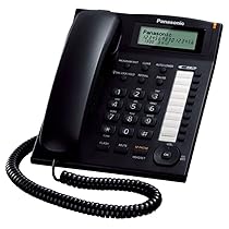 Panasonic KX-TS880EXB Telefono Fisso a Filo con Vivavoce e Identificativo del Chiamante, Sistema Telefonico Integrato, Rubrica, Richiamata a Tocco Singolo, Blocco della Selezione, Porta Dati, Nero