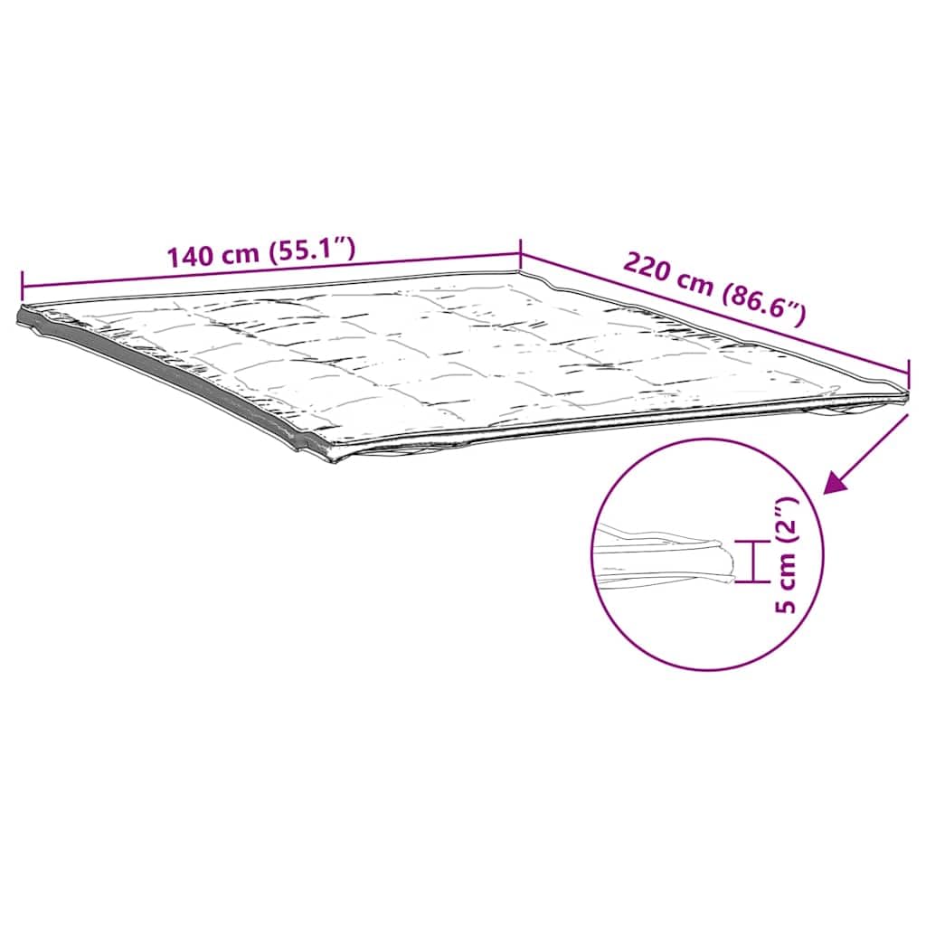 Biały ochraniacz na materac 140 x 220 cm, oddychający pokrowiec na materac z mikrofibry z wypełnieniem poliestrowym, przewiewne krawędzie 3D i elastyczne narożniki, można prać w pralce w temperaturze