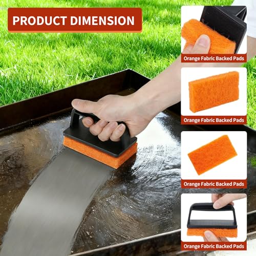 Houbobo Griddle Cleaning Kit for Blackstone, 10 Pieces Flat Top Grill Accessories Cleaner Tool Set with Grill Brick, Scraper & Brush, Easy to Remove Barbecue Grease and Stains - Image 4