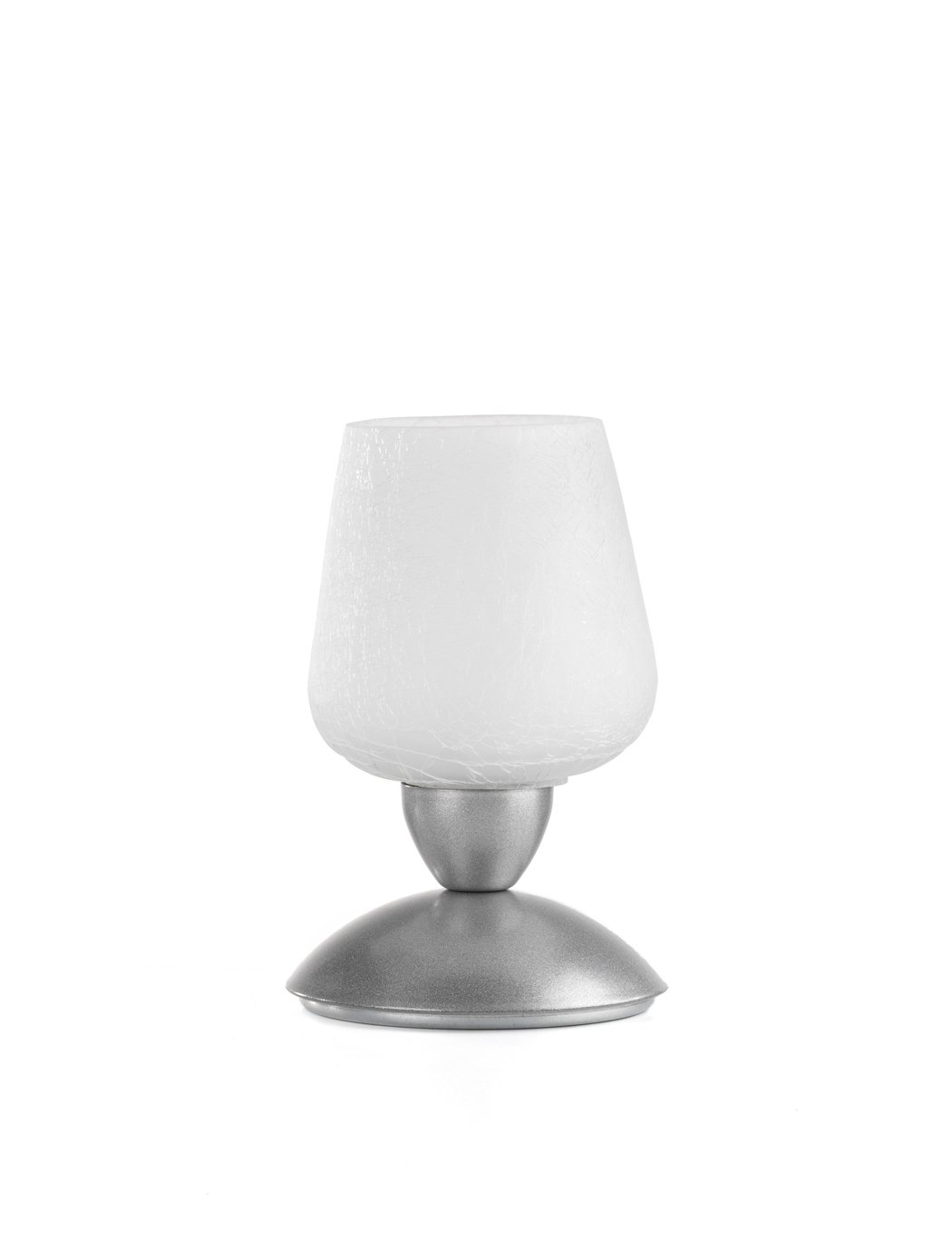 Onli Bianco Lámpara De Mesa Bob Con Base De Metal Satinado Y Cristal Efecto Agrietado, Color Blanco