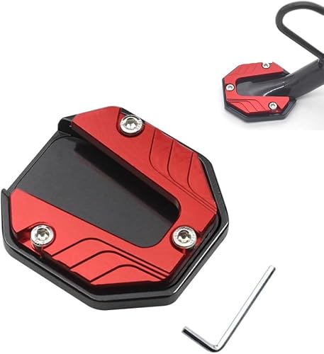 VAPORVERSE Motorcycle Kickstand Pad for Aprilia SRGT200 SR GT200 SRGT 200, Premium Aluminum Alloy Side Stand Extension Base Plate Enlarger Parking Support,Red