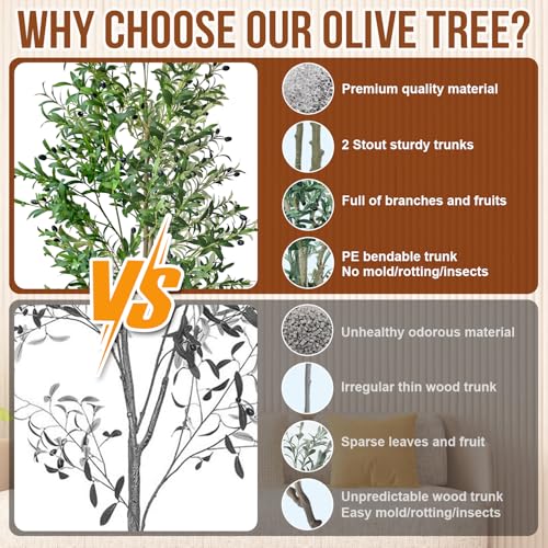 Eccok Faux Olive Tree 6Ft, Realistic Tall Silk Olive Trees Artificial Indoor Decor thumb #6