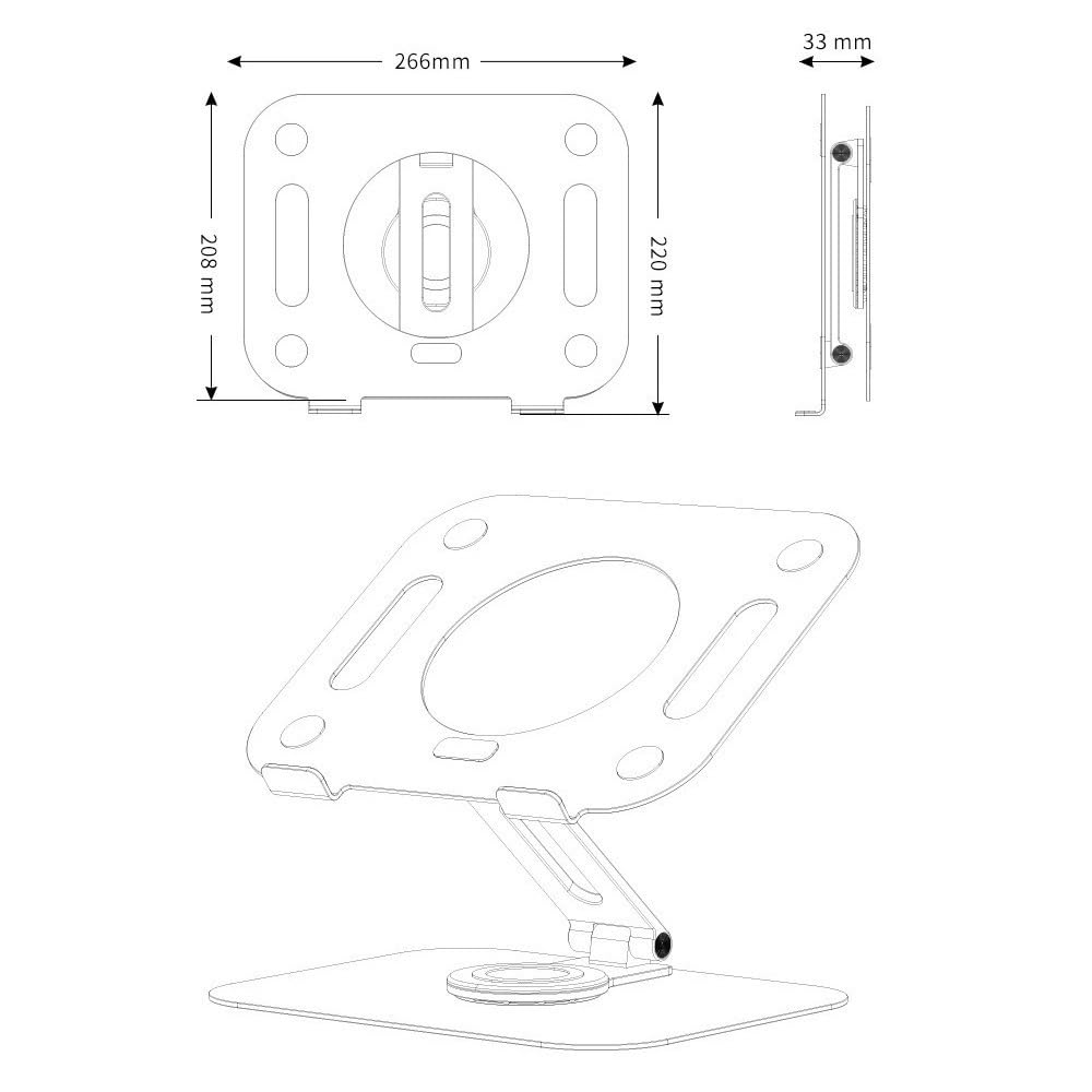 Supporto per laptop, Supporto for laptop pieghevole in lega di alluminio, staffa di rotazione a 360°,Accessori per scrivania da ufficio