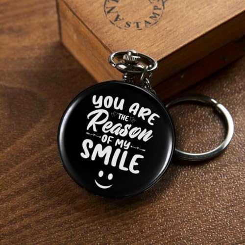 Image of Vintage Gandhi Style Pocket Watch with Engraved Designs & Messages Royal Black Analog for Men Women & Kids Includes Key Ring for car or Bike Keys Ideal Gift