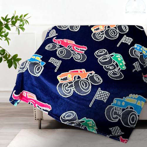 Image of TEHALK Monster Truck Blanket for Boys /Girls /Kids /Toddler /Baby, Monster Truck Toys for Boys Age 3-12, Car Blanket for Birthday /Unique Gifts 40 inchx 60 inch