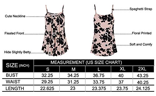 Bepei Tank Tops For Women Plus Size,Flower Printed Cami Shirt Nursing Blouse Home House Clothes Summer Casual Beach Camisole 2023 Sleeveless Flowy Tunics,Pink,2Xl #TOP4