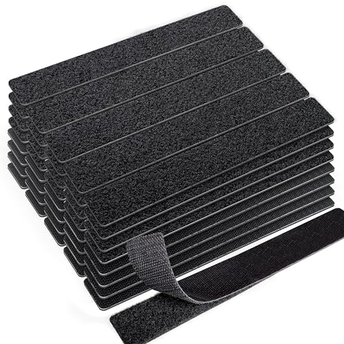 Image of KING MOUNTAIN 1x8 Inch Hook and Loop Strips, 20 Sets Nylon Self Adhesive Tape, Double Sided Strong Back Adhesive Tape and Dots for Office, Home and Crafting, Heavy Duty, Black