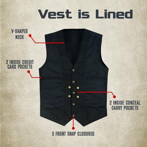 Black Leather Vest Men with Concealed Carry Pockets4