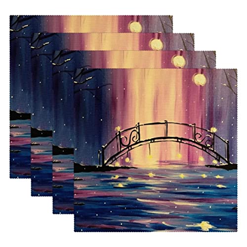 Sets de table Bridge Over carrés 30,5 cm antidérapants et isolants - Lot de 4 - 3
