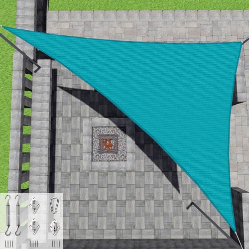 Patio Paradise 9' x 9' x 15' Sun Shade Sail Right Triangle Canopy with Hardware Kits, Heavy Duty Shade Cloth Pergolas Patio Cover, Permeable UV Block Fabric for Outdoor Backyard, Turquoise