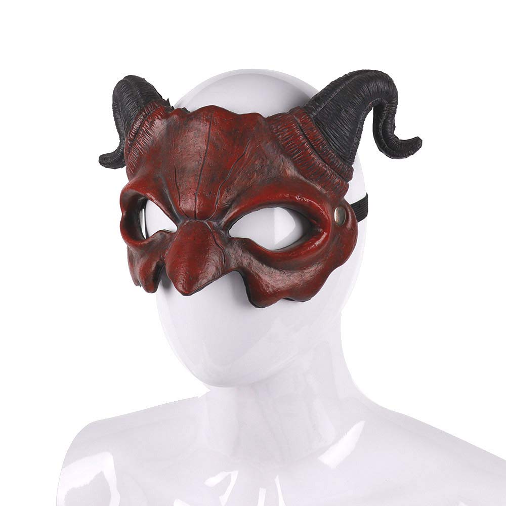 Hosfairy 1Pcs Halloween Devil Mask Scary Horn Ghost Mask Monster Cosplay Mask for Easter Halloween Cosplay Party Costume(Brown)