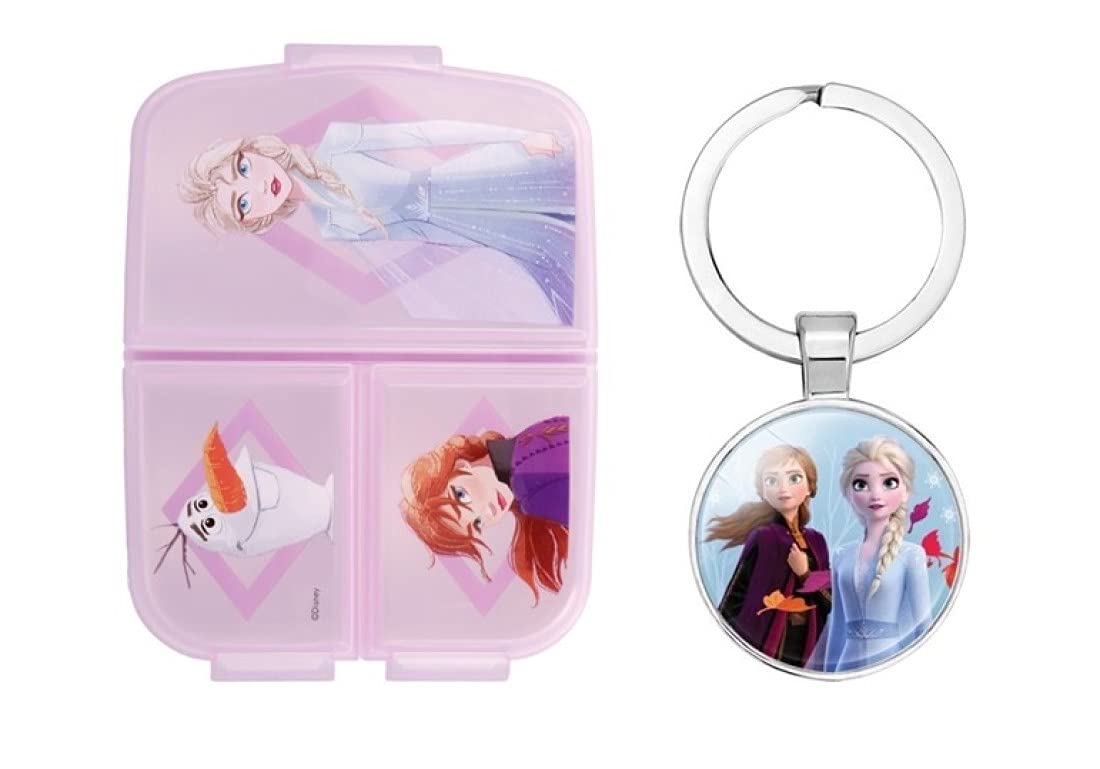 STORLINEFrozen Sandwich Lunch Snack Box Multi Compartment Kids Children School Includes Frozen Keychain